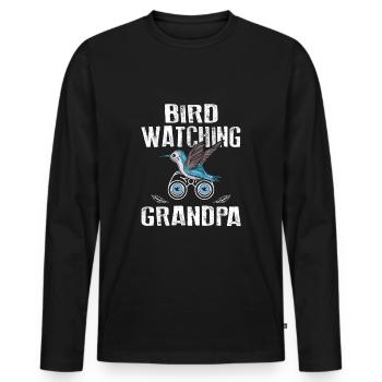Bird Watching Grandpa Observateur des oiseaux Birdwatching - T-shirt manches longues Premium bio Homme - noir - Devant - Nico (187cm)