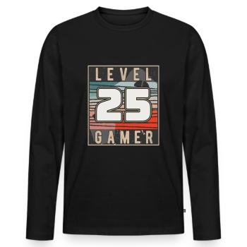 Level 25 Gamer 25. Geburtstag Gaming - Männer Premium Bio Langarmshirt - Schwarz - Vorne - Nico (187cm)