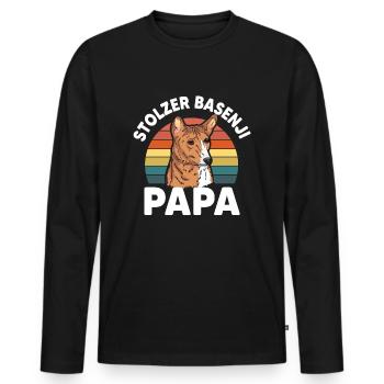 Stolzer Basenji Papa - Männer Premium Bio Langarmshirt - Schwarz - Vorne - Nico (187cm)
