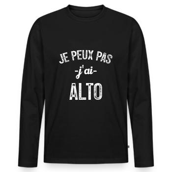 Ich kann nicht, ich habe Bratsche - Männer Premium Bio Langarmshirt - Schwarz - Vorne - Nico (187cm)
