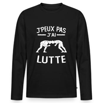 Ich kann nicht, ich kämpfe - Männer Premium Bio Langarmshirt - Schwarz - Vorne - Nico (187cm)