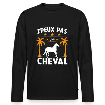 Ich kann nicht, ich habe ein Pferd - Männer Premium Bio Langarmshirt - Schwarz - Vorne - Nico (187cm)