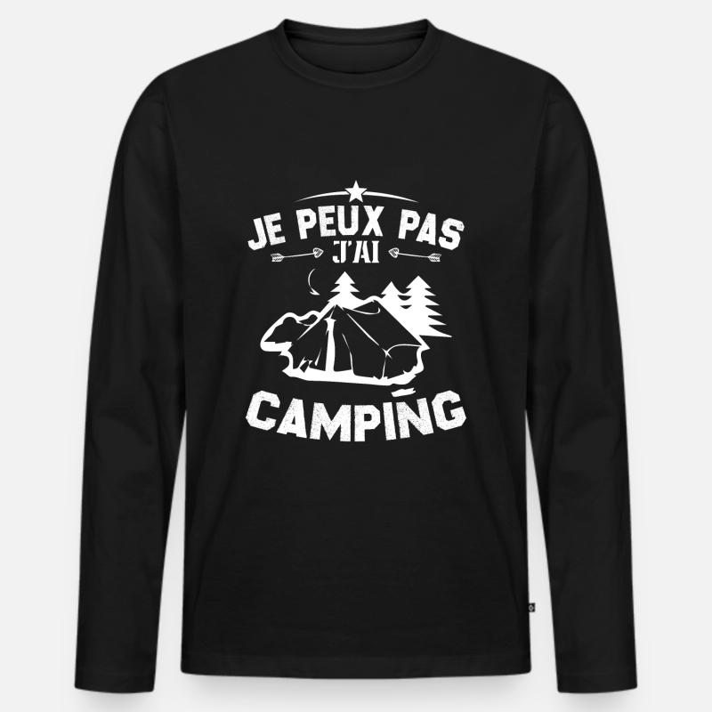 Ich kann nicht campen - Männer Premium Bio Langarmshirt - Schwarz