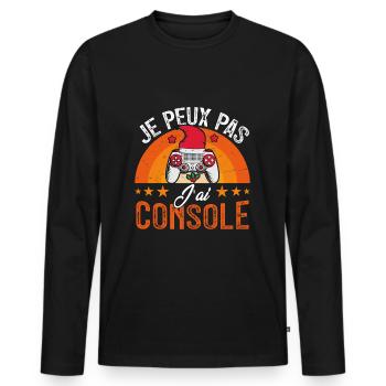 Je peux pas j ai console - T-shirt manches longues Premium bio Homme - noir - Devant - Nico (187cm)