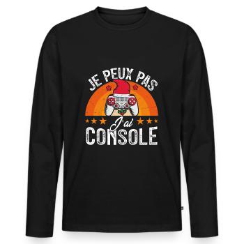 Je peux pas j ai console - T-shirt manches longues Premium bio Homme - noir - Devant - Nico (187cm)