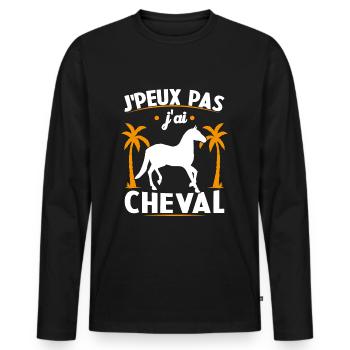Ich kann nicht, ich habe ein Pferd - Männer Premium Bio Langarmshirt - Schwarz - Vorne - Nico (187cm)