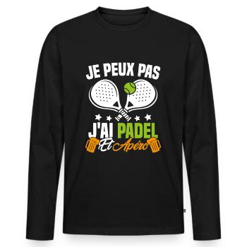 I can't I have padel and aperitif Padeliste Gift - Men's Premium Organic Long Sleeve Shirt - black - Front - Nico (187cm)