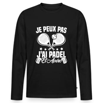 Ich kann nicht Padel und Aperitif Padeliste Geschenk - Männer Premium Bio Langarmshirt - Schwarz - Vorne - Nico (187cm)