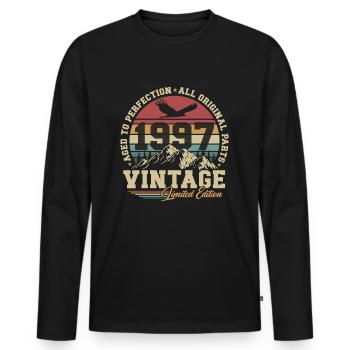 Millésime 1997 Vintage Cadeau d’anniversaire Rétro - T-shirt manches longues Premium bio Homme - noir - Devant - Nico (187cm)