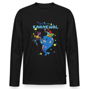 Drôle de baleine Costume de carnaval Costume de carnaval - T-shirt manches longues Premium bio Homme - noir - Devant - Nico (187cm)