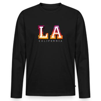 Los Angeles - T-shirt manches longues Premium bio Homme - noir - Devant - Nico (187cm)