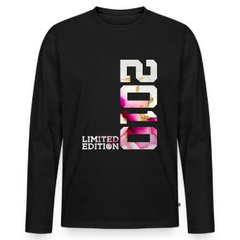 LIMITED EDITION 2010 16. GEBURTSTAG - Männer Premium Bio Langarmshirt - Schwarz - Vorne - Nico (187cm)