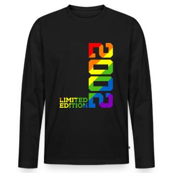 LGBTQ 2002 REGENBOGEN QUEER 23. GEBURTSTAG PRIDE - Männer Premium Bio Langarmshirt - Schwarz - Vorne - Nico (187cm)