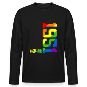 LGBTQ 1951 RAINBOW QUEER 75TH BIRTHDAY PRIDE - Men's Premium Organic Long Sleeve Shirt - black - Front - Nico (187cm)