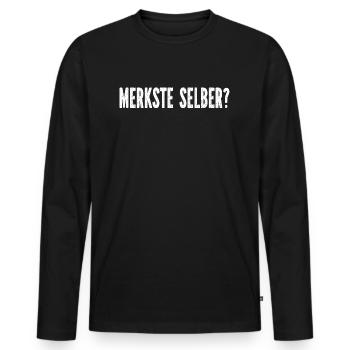 Merkste selber? - Männer Premium Bio Langarmshirt - Schwarz - Vorne - Nico (187cm)