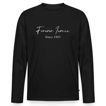 Forever Iconic 1983 Typographie minimaliste - T-shirt manches longues Premium bio Homme - noir - Devant - Nico (187cm)