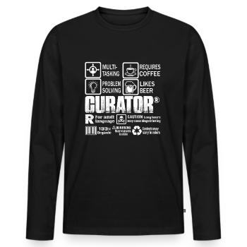 Curator Job Coffee Beer - Men's Premium Organic Long Sleeve Shirt - black - Front - Nico (187cm)