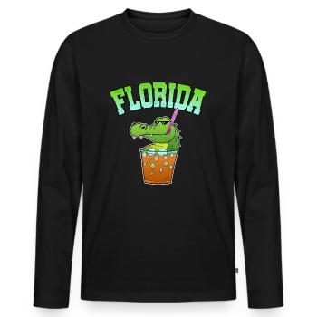 Florida Alligaor Krokodil Cocktail Alkohol Urlaub - Männer Premium Bio Langarmshirt - Schwarz - Vorne - Nico (187cm)