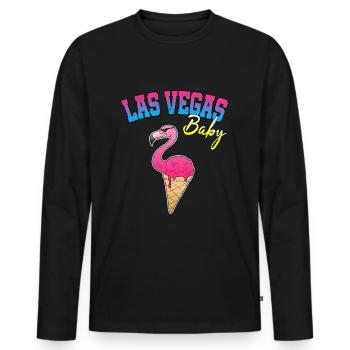 Las Vegas Flamingo Eis Eiscreme Nachtleben Lustig - Männer Premium Bio Langarmshirt - Schwarz - Vorne - Nico (187cm)