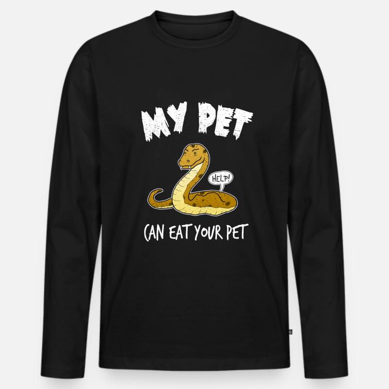 Schlange Python Haustier Lustig Geschenk - Männer Premium Bio Langarmshirt - Schwarz