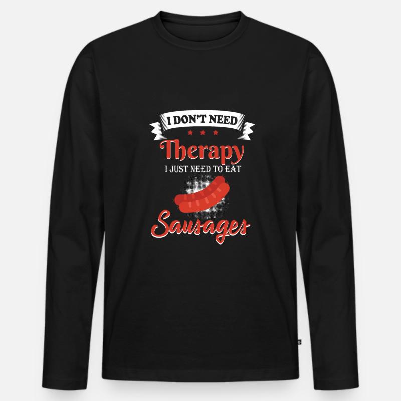 Würstchen Therapie - Männer Premium Bio Langarmshirt - Schwarz