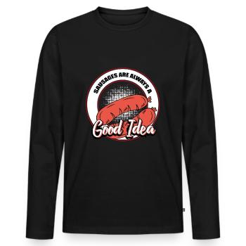 sausage - Men's Premium Organic Long Sleeve Shirt - black - Front - Nico (187cm)