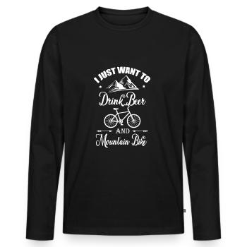 Mountain Bike & Beer - Men's Premium Organic Long Sleeve Shirt - black - Front - Nico (187cm)