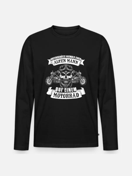 Cooler Motorradfahrer Spruch - Männer Premium Bio Langarmshirt - Schwarz