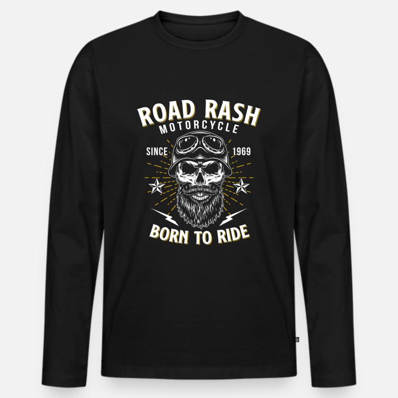 Motorradfahrer Chopper - Männer Premium Bio Langarmshirt - Schwarz