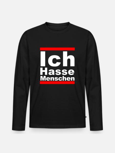 Ich Hasse Menschen - Männer Premium Bio Langarmshirt - Schwarz