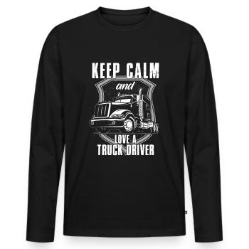 Keep Calm And Drive A Truck - Men's Premium Organic Long Sleeve Shirt - black - Front - Nico (187cm)
