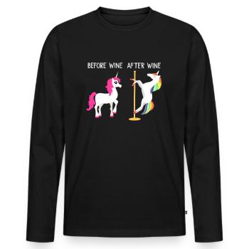 Licorne ivre - T-shirt manches longues Premium bio Homme - noir - Devant - Nico (187cm)