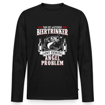 Beer drinker Angler Angel saying - Men's Premium Organic Long Sleeve Shirt - black - Front - Nico (187cm)