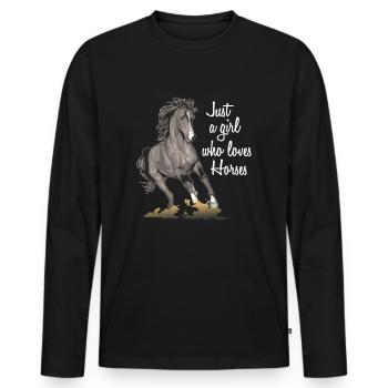 Only a girl loves horses - Men's Premium Organic Long Sleeve Shirt - black - Front - Nico (187cm)