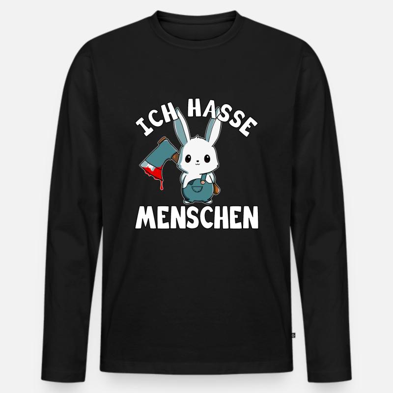 Ich hasse Menschen - Männer Premium Bio Langarmshirt - Schwarz