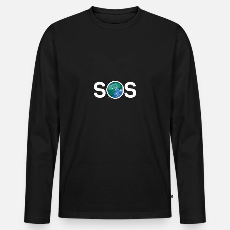 Erde Klimawandel Klimaschutz SOS - Männer Premium Bio Langarmshirt - Schwarz
