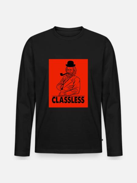 Karl Marx Classless - Männer Premium Bio Langarmshirt - Schwarz