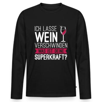Ich lasse Wein verschwinden... - Männer Premium Bio Langarmshirt - Schwarz - Vorne - Nico (187cm)