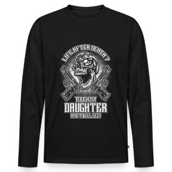 Fass meine Tochter nicht an - EN - Männer Premium Bio Langarmshirt - Schwarz - Vorne - Nico (187cm)