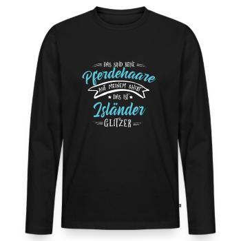 Isländer Pferde Shirt-Glitzer - Männer Premium Bio Langarmshirt - Schwarz - Vorne - Nico (187cm)