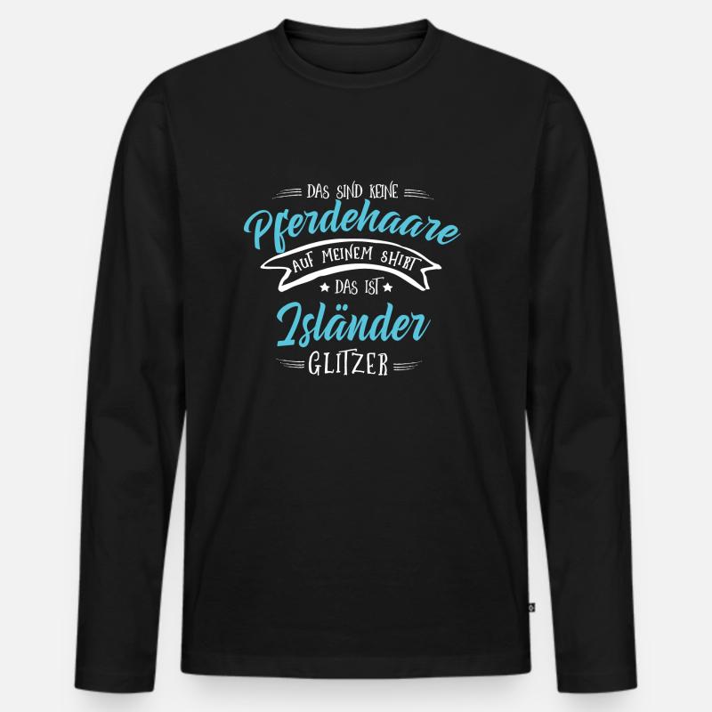 Isländer Pferde Shirt-Glitzer - Männer Premium Bio Langarmshirt - Schwarz