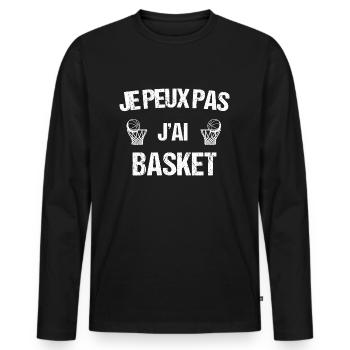 je peux pas j ai basket - T-shirt manches longues Premium bio Homme - noir - Devant - Nico (187cm)