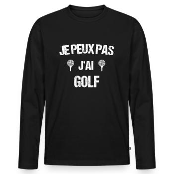 Je peux pas j ai golf - T-shirt manches longues Premium bio Homme - noir - Devant - Nico (187cm)