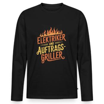 Elektriker und Auftragsgriller - Männer Premium Bio Langarmshirt - Schwarz - Vorne - Nico (187cm)