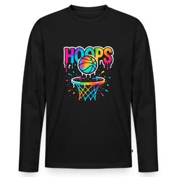 Hoops Basketball Sports Idée Cadeau BBall - T-shirt manches longues Premium bio Homme - noir - Devant - Nico (187cm)