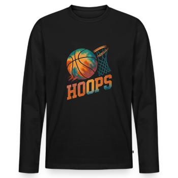 Hoops Basketball Sports Idée Cadeau BBall - T-shirt manches longues Premium bio Homme - noir - Devant - Nico (187cm)