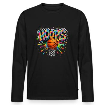 Hoops Basketball Sports Idée Cadeau BBall - T-shirt manches longues Premium bio Homme - noir - Devant - Nico (187cm)