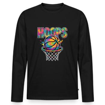 Hoops Basketball Sports Idée Cadeau BBall - T-shirt manches longues Premium bio Homme - noir - Devant - Nico (187cm)