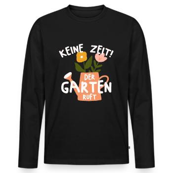 KEINE ZEIT DER GARTEN RUFT GÄRTNER - Männer Premium Bio Langarmshirt - Schwarz - Vorne - Nico (187cm)