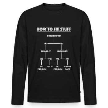 How to fix things | funny sayings - Men's Premium Organic Long Sleeve Shirt - black - Front - Nico (187cm)